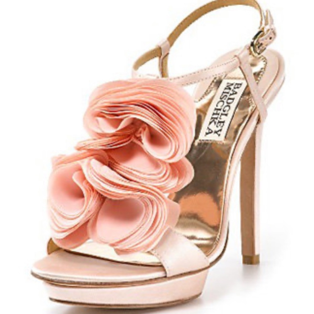 BADGLEY MISCHKA RANDEE RUFFLE FLOWER SANDALS